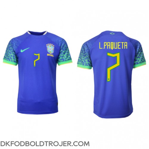 Billige Brasilien Lucas Paqueta #7 Udebane Fodboldtrøjer VM 2022 Kortærmet